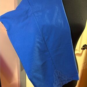 Blue crop pants with Embroidered Detail